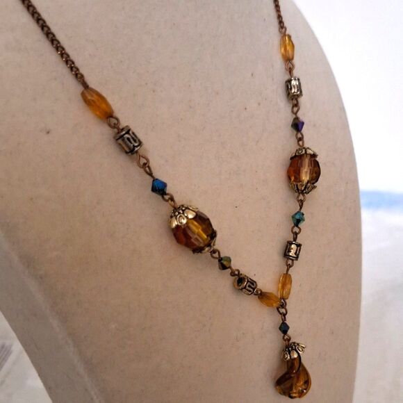 A Vintage Art Glass Women's Necklace Delicate Fairy Core Ethereal Romantic - Picture 13 of 13